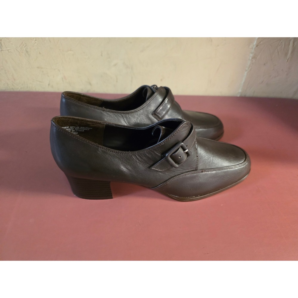 Womens g.wiz Vintage Brown Leather Monk Strap Block Heel Pumps Regi 8.5 M